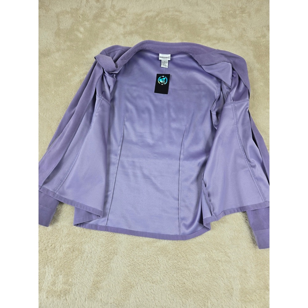 Fashion Bug Purple Suede Zip Up Collar Jacket‎ XL Polyester Spandex - Picture 3 of 9